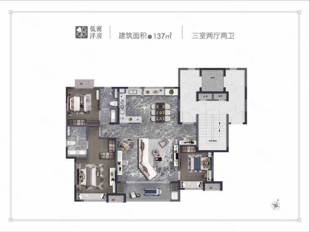 万科威高璞悦山3室2厅2卫136㎡南北156.8万