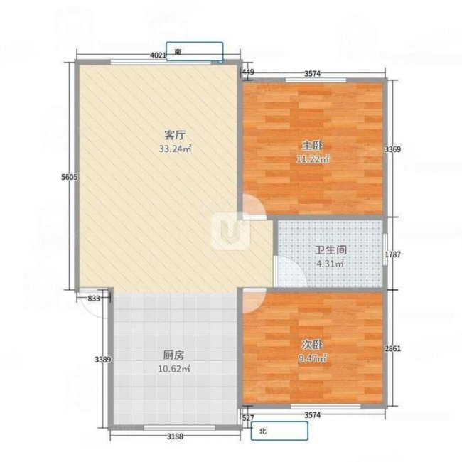 静水湾博园2室1厅1卫92㎡南北55万