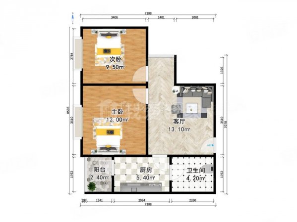 欣荣馨苑2室1厅1卫65.2㎡西南130万