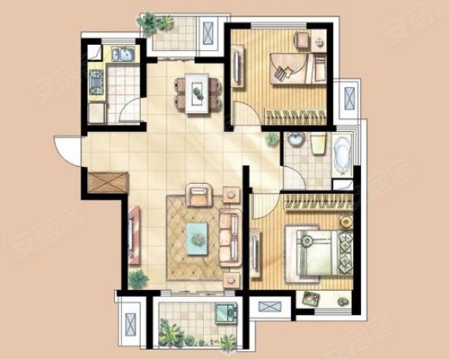 全洲中实花园3室2厅2卫128㎡南北37万