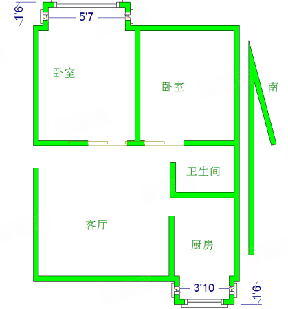 金盛花苑(一二期)2室2厅1卫76㎡南北43万