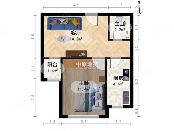 和苑梦和园1室1厅1卫53.32㎡东55万