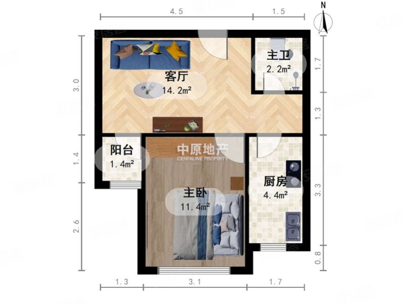 和苑梦和园1室1厅1卫53.32㎡东55万