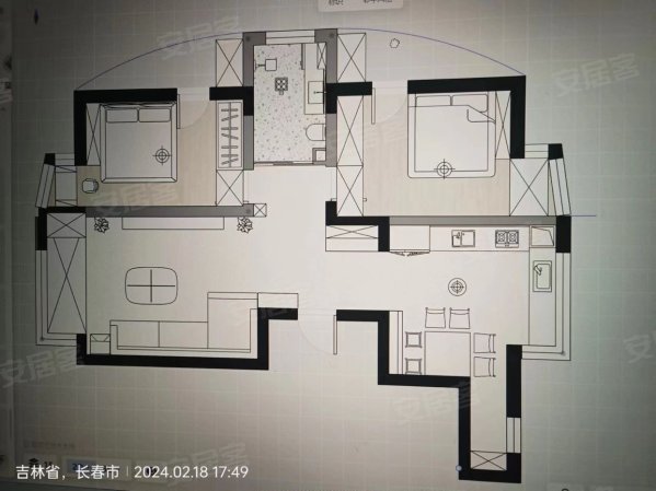 金域华府2室2厅1卫102.56㎡南42万