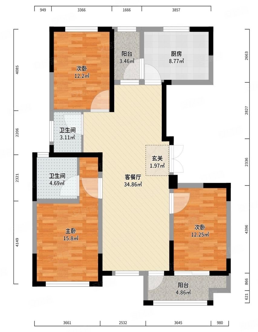 江城家园(北区)3室2厅2卫132.41㎡南145万