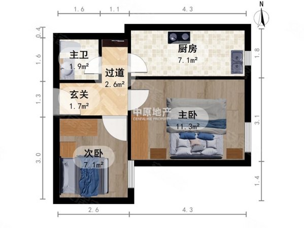 民康园2室1厅1卫52.69㎡南58万