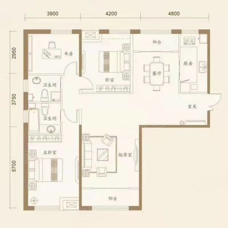 金圆上都(北区)3室2厅1卫98㎡南北125万