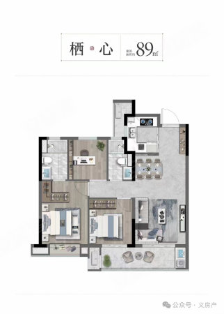 华欣府邸3室2厅2卫89㎡南北102万