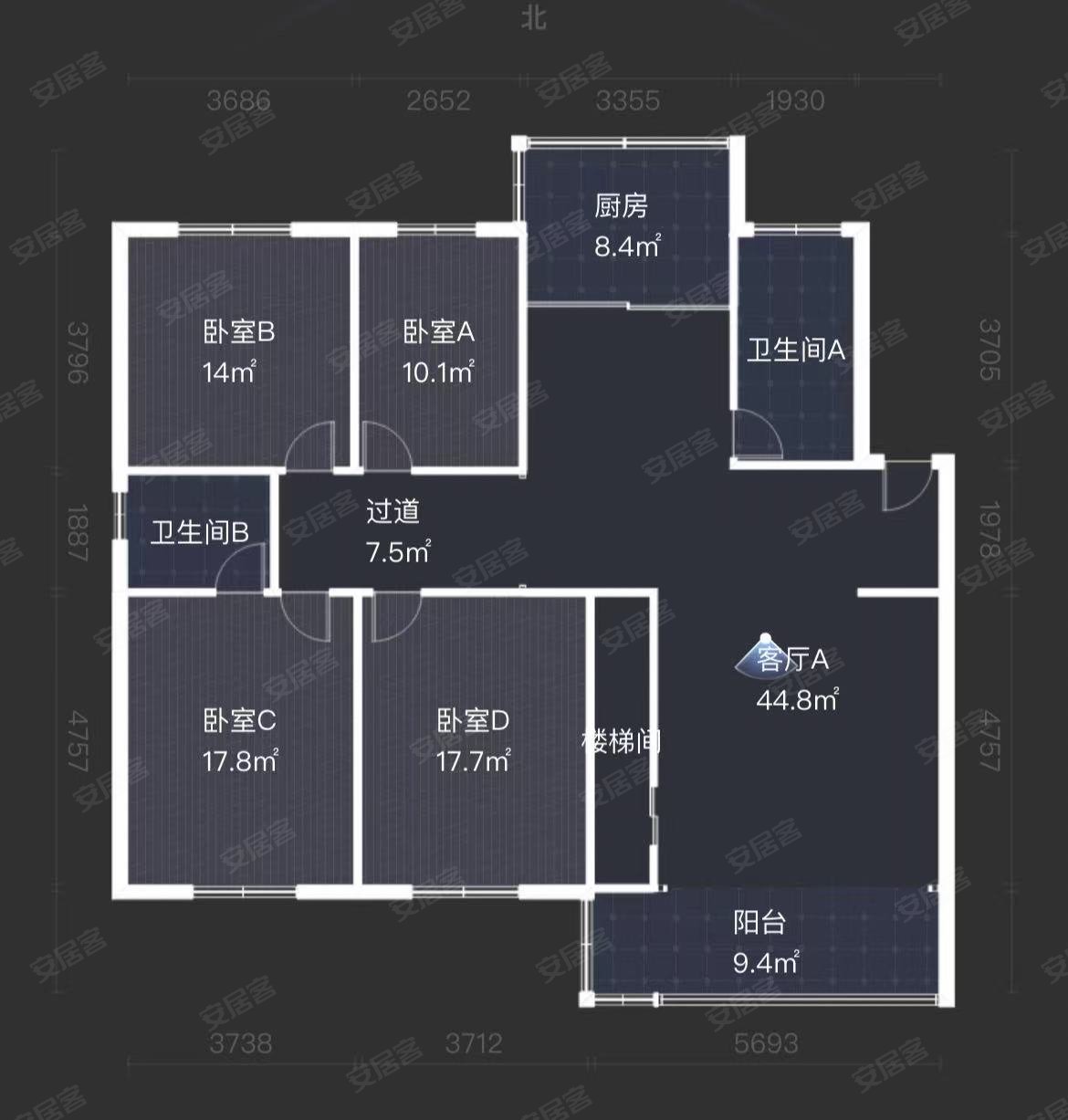 东昇花园6室3厅3卫158㎡南北248万