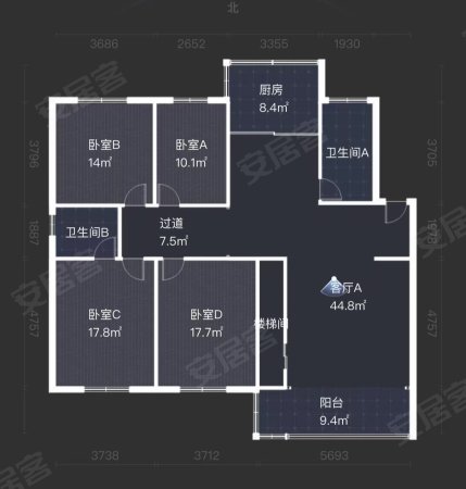 东昇花园6室3厅3卫158㎡南北248万