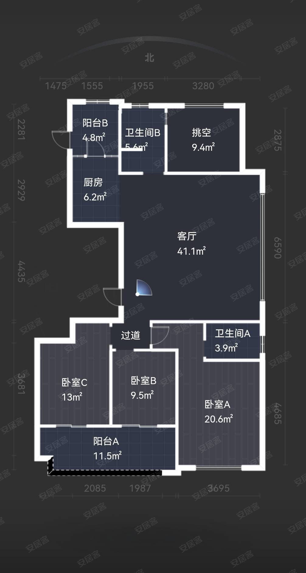 天圣大越府(北区)4室2厅2卫142㎡南北255万