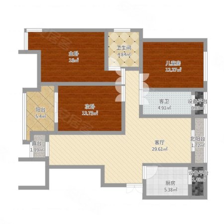 楚天都市壹号院3室2厅2卫120㎡南北75.8万