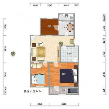 大田小区3室2厅1卫90㎡南北38万