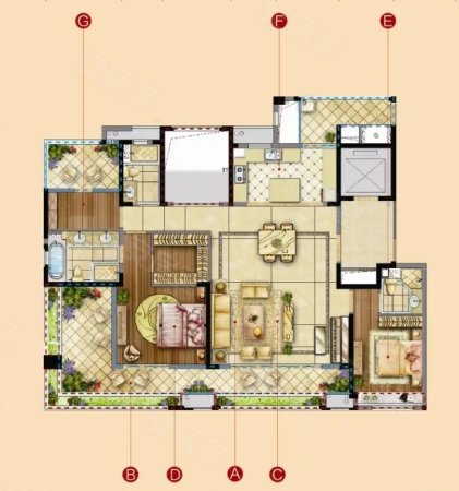 世茂天樾5室2厅3卫173.92㎡南北458万