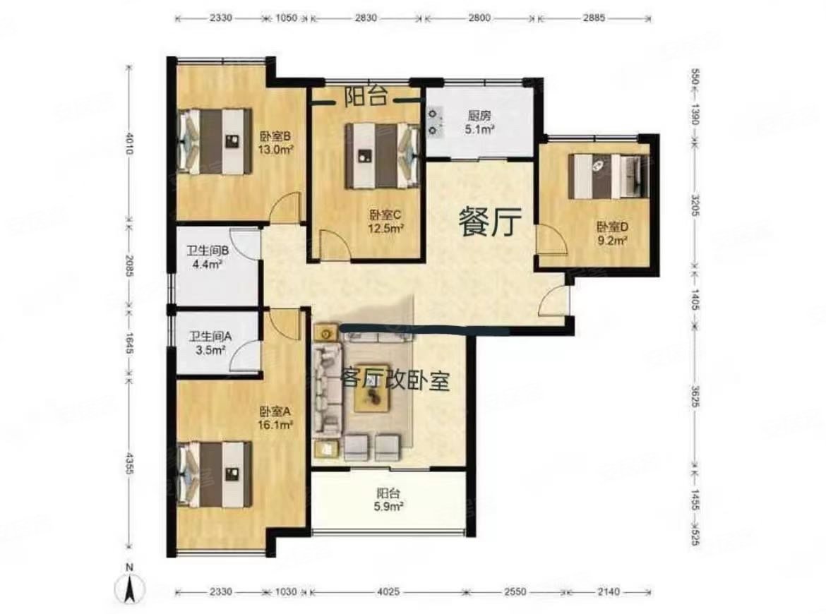 禹洲三期 南北通透 送入户花园 户型 房东直卖,禹洲华侨城(三期)枫园