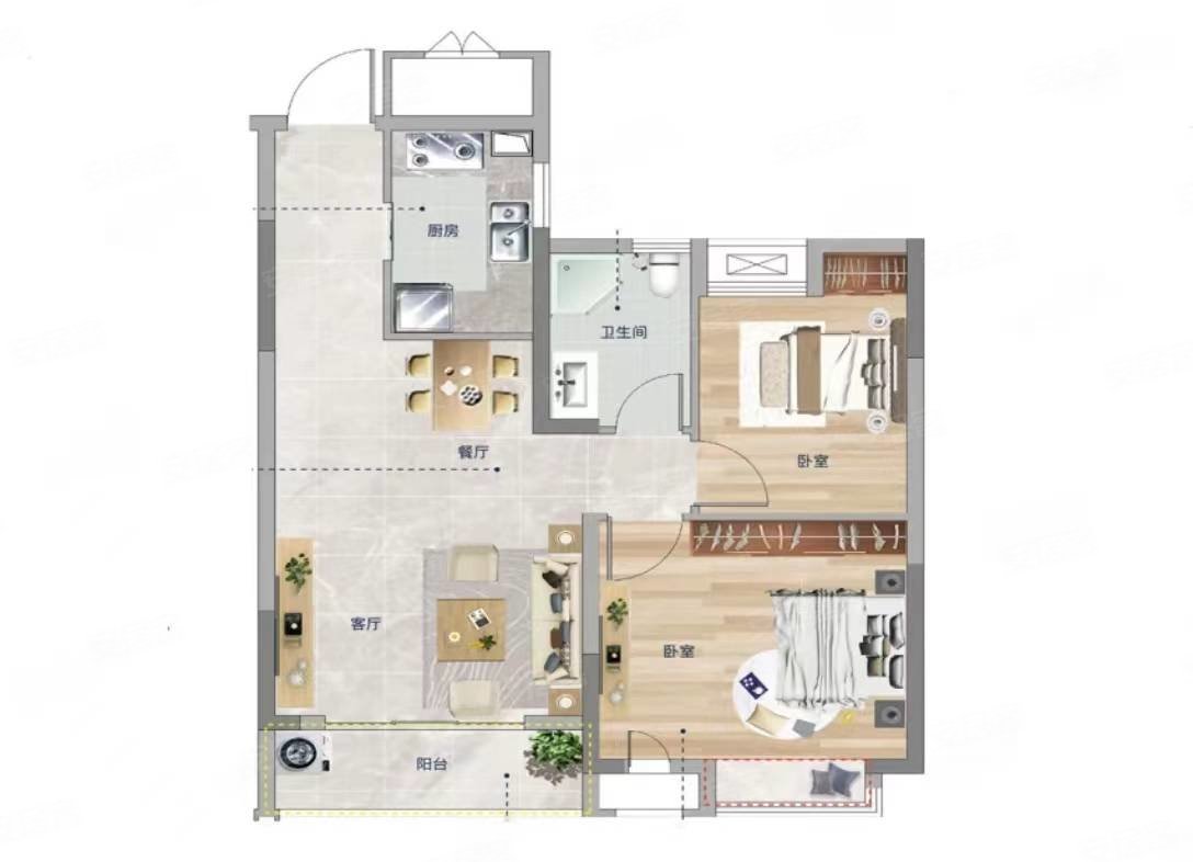 宁国高端小区观澜府人车分流前后糸统落地窗高档家装的婚房