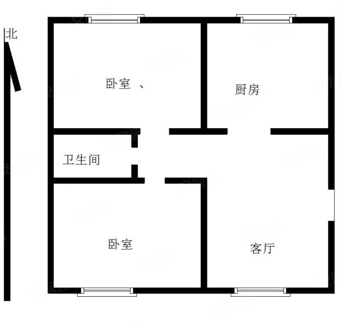 新怡家园2室1厅1卫85.49㎡南北58万