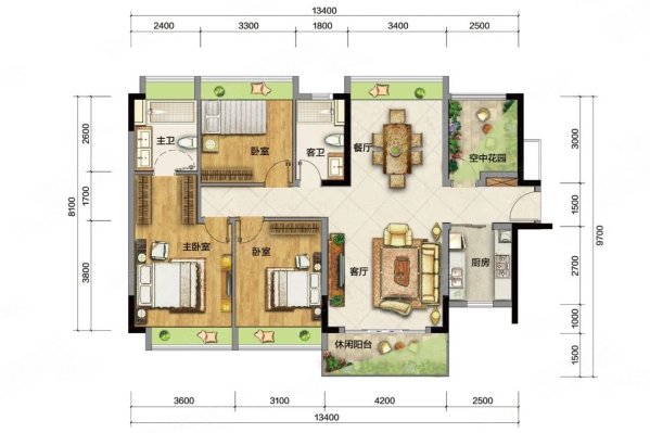 中惠璧珑湾4室2厅2卫139㎡南北234万