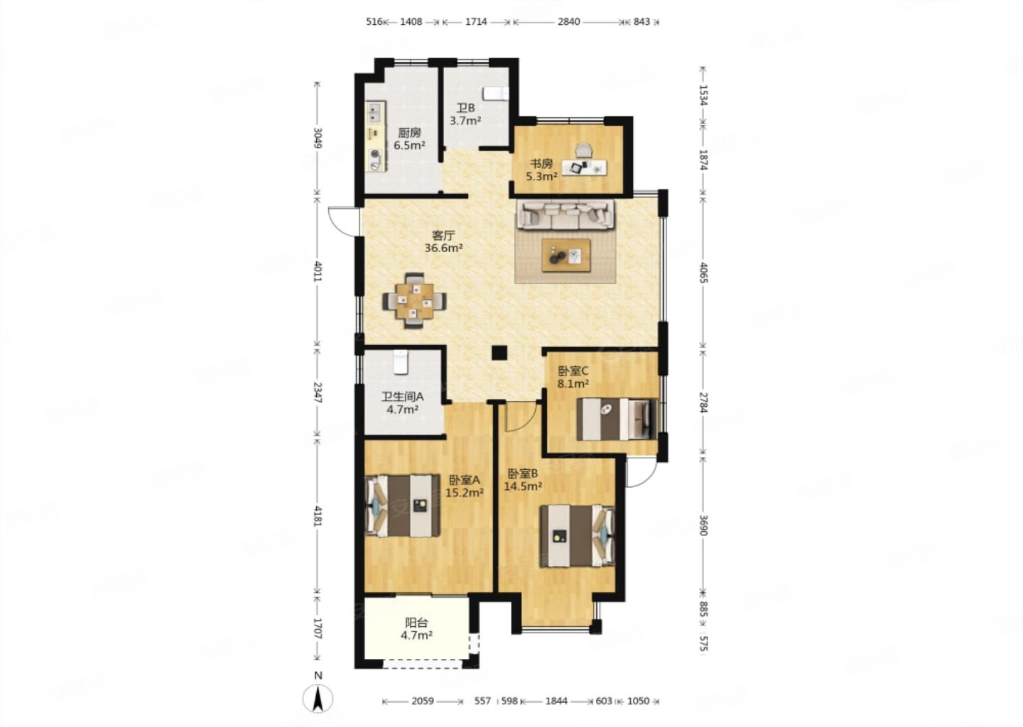 恒宇锦园4室边套位置无遮挡248w