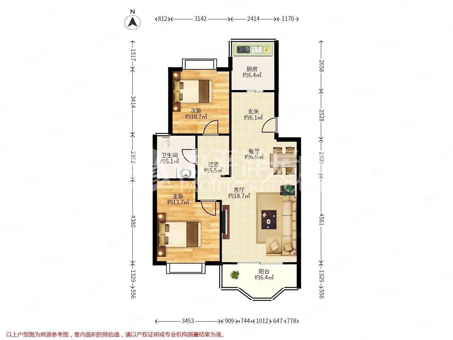 天馨花园(公寓住宅)2室2厅1卫90.22㎡南385万