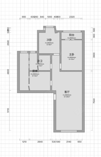 民兴花园(西区)2室2厅1卫105.12㎡南北279万