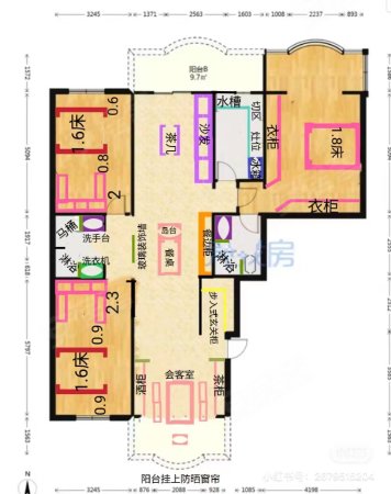 棕南公寓3室2厅2卫177.42㎡南北275万