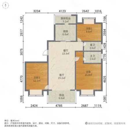 盱眙碧桂园3室1厅2卫120.1㎡南105万