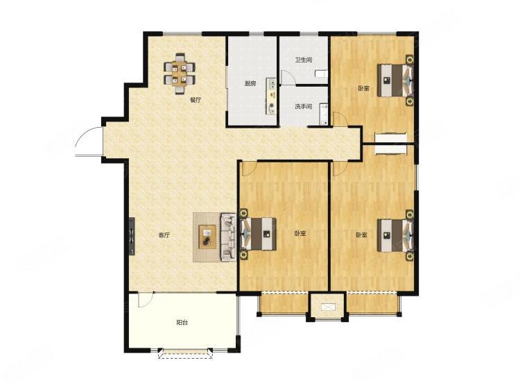 恒大御景3室2厅1卫110㎡南北81万