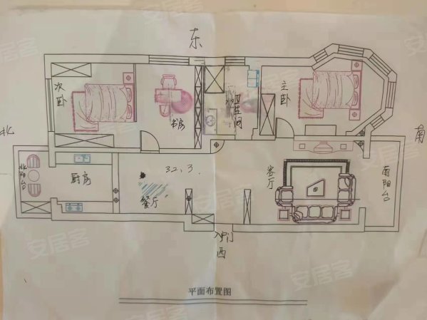 龙信天水湖休闲花园3室1厅1卫158㎡南北75万