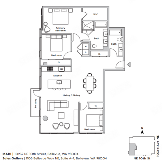 美国华盛顿州西雅图约¥374万西雅图-图贝尔维尤学校周边公寓Mari美丽都新房公寓图片