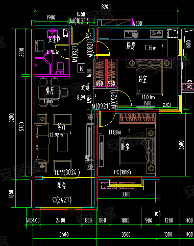 漫香堤2室2厅1卫92.84㎡南82万