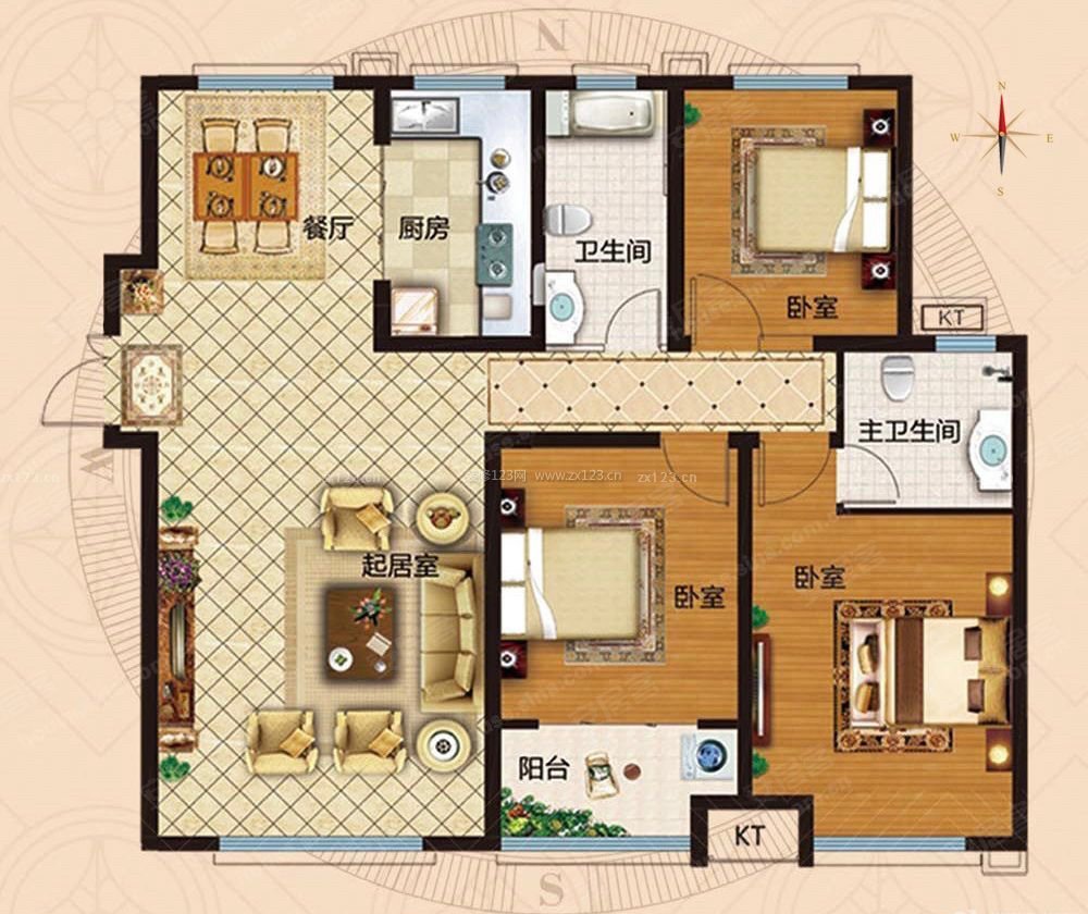 中梁龙玺台3室2厅2卫110㎡南北76.8万