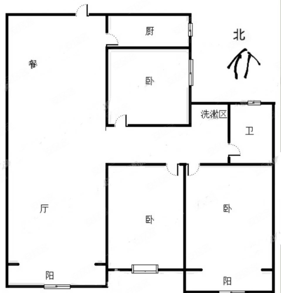 学林嘉苑3室2厅1卫122.59㎡南北78万