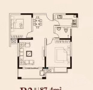 四季阳光城2室2厅1卫83㎡南北41万