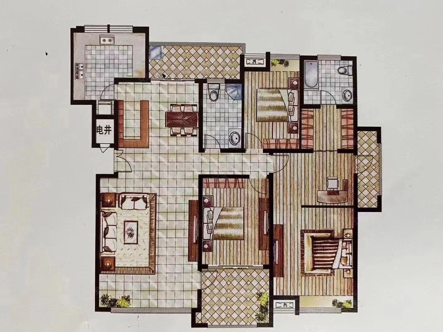 海悦城三楼豪华装修未住送一库一位335万一次性更名
