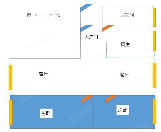 兵工华居2室2厅1卫85.36㎡南北69.8万