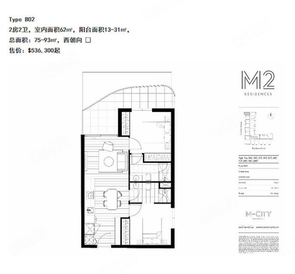 澳大利亚维多利亚州墨尔本约¥242～788万【M-City】东南区豪华公寓新房公寓图片
