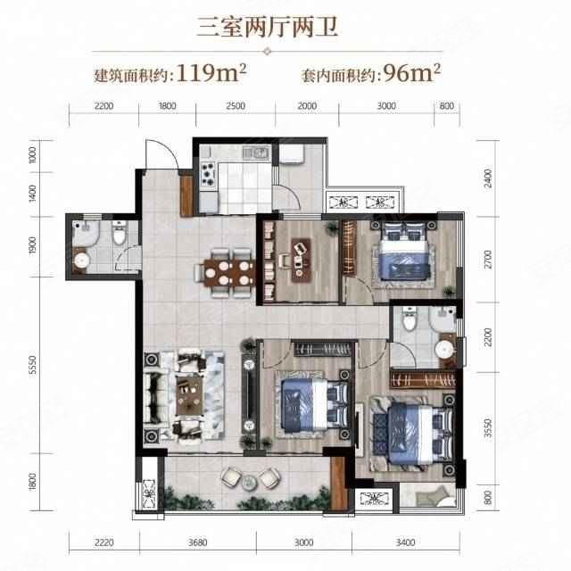 迪鑫阳光天宸4室2厅2卫118.82㎡南110万