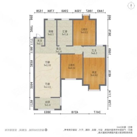 康城府邸3室2厅2卫131.57㎡南北73.8万