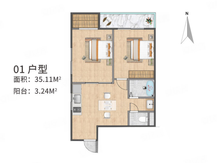 日本大阪府大阪市浪速区¥151万难波公园壹号-01户型 品质公寓 快步瞰见城市繁华新房公寓图片