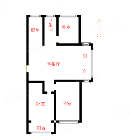 康城花园3室2厅1卫134㎡南北79万