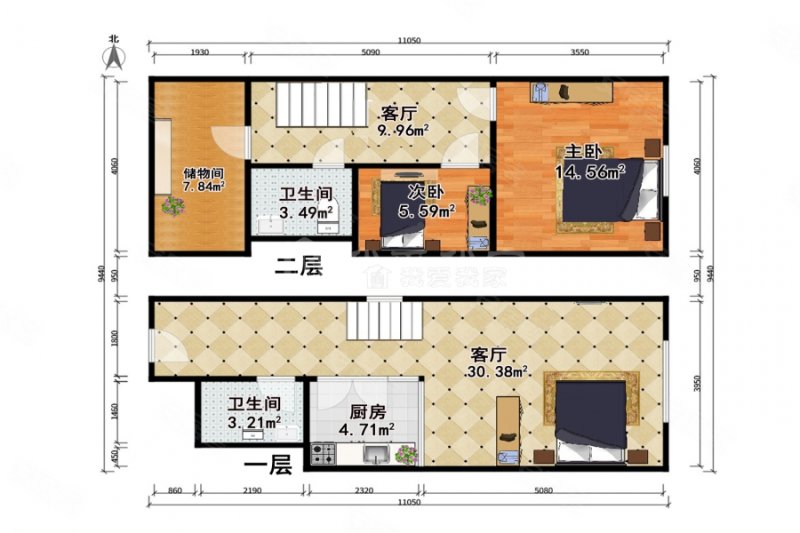 中海八里臺(商住楼)2室1厅2卫51.36㎡西143万