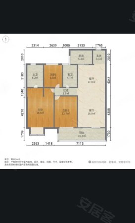 越秀翰悦府3室2厅2卫130.69㎡南北100万