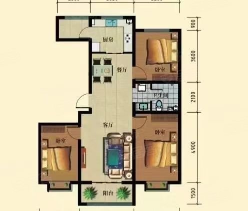 翰林苑(朔城)3室2厅1卫127㎡南52万