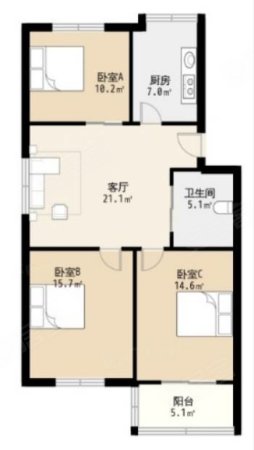 东方兰苑3室2厅1卫95㎡南北80万