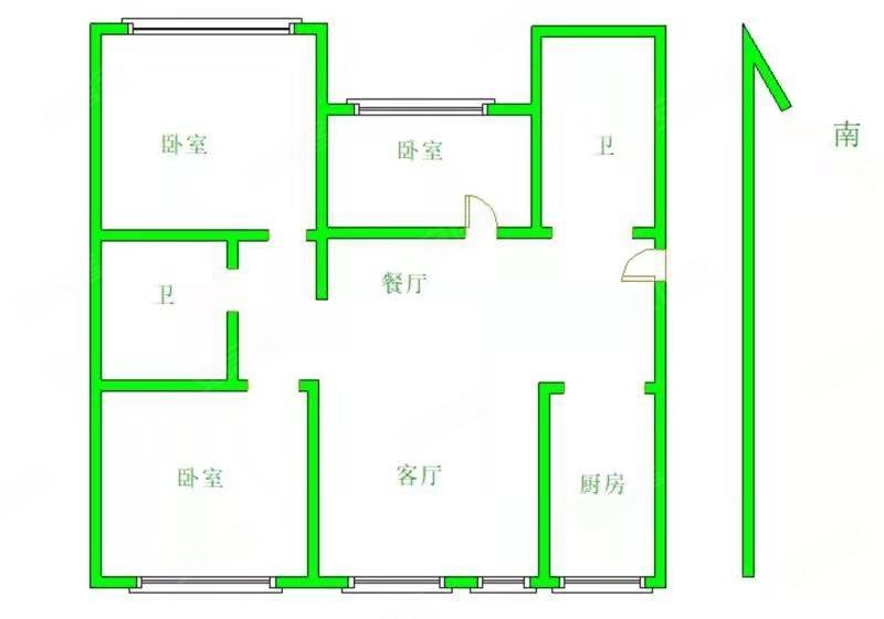 晨光花城3室2厅2卫111.38㎡南北56万