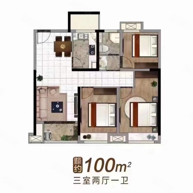 长兴兰园3室2厅2卫108.31㎡南北118万