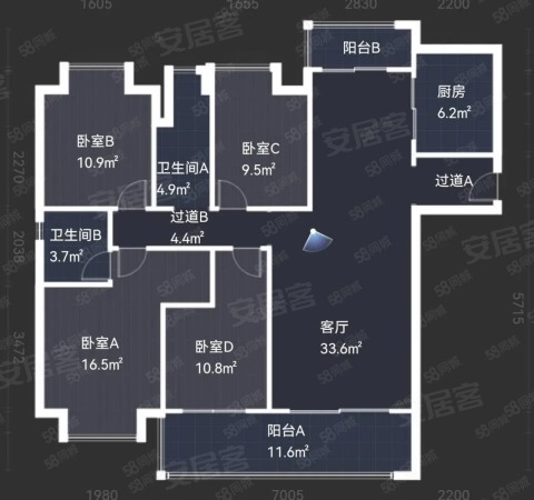 碧桂园玖玺台4室2厅2卫143㎡南93万