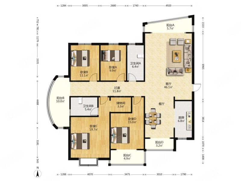 公务员小区 临河观景房 三个大阳台 即住,力合伊水