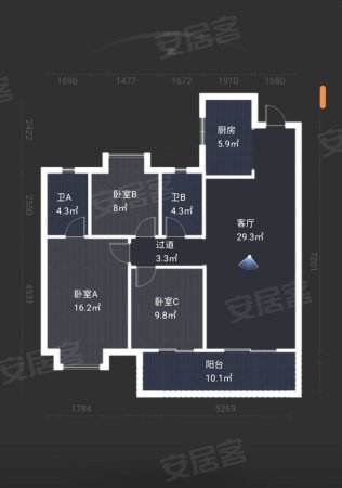 保利羅蘭香谷3室2廳2衛116㎡南北70.8萬